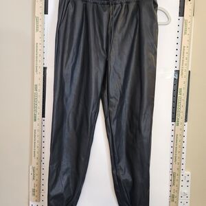 Michael Kors Black Faux Leather Joggers